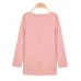 Women Long Sleeve Round Neck Single Breasted Slim Black Pink Blazer