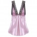 Lace Floral Sexy Babydoll Casual Soft Erotic Lingerie Silk V-Neck Sleepwear Nightdress