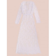 Sexy White Lace Crochet Deep V Women Ball Gown Cocktail Party Maxi Dress