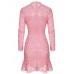 Sexy Women Lace Floral Hollow Chest Flouncing Hem Bodycon Dress