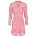 Sexy Women Lace Floral Hollow Chest Flouncing Hem Bodycon Dress