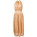 Bohemian Halter V Neck Backless Bow Chiffon Women Beach Maxi Dress