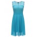 Solid Color Sleeveless Women Lace Chiffon Dresses