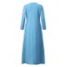 Ethnic Women Long Sleeve Pure Color Zipper Printed Maxi Dresses