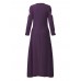 Ethnic Women Long Sleeve Pure Color Zipper Printed Maxi Dresses