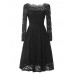Vintage Lace Off Shoulder Long Sleeve Dress For Women
