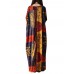 Ethnic Women Random Pattern Printing V-Neck Long Dresses