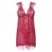 Plus Size 5XL Sexy Lace Sleepwear With Tongs Transparent Mesh Front Open Nightdress