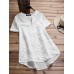 Vintage Short Sleeve Floral Embroidery Patchwork Blouse