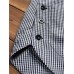 Women Plaid Turn-Down Collar Side Buttons Irregular Blouse