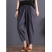 Women Cotton Elastic Waist Trousers Pants