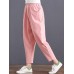 Women Cotton Elastic Waist Trousers Pants