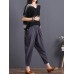 Women Cotton Elastic Waist Trousers Pants