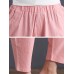 Women Cotton Elastic Waist Trousers Pants