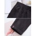 Women Casual Elastic Waist Solid Color Corduroy Pants