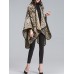 Elegant Leopard Printed Patchwork Shawl Loose Cloak Cardigans for Women